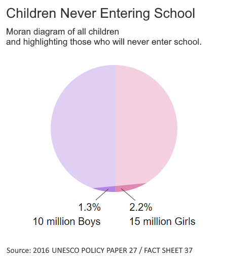 15 million girls and 10 million boys will never go to school