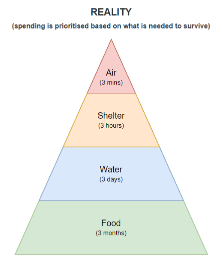 Reality: spending is prioritised based on what is needed to survive